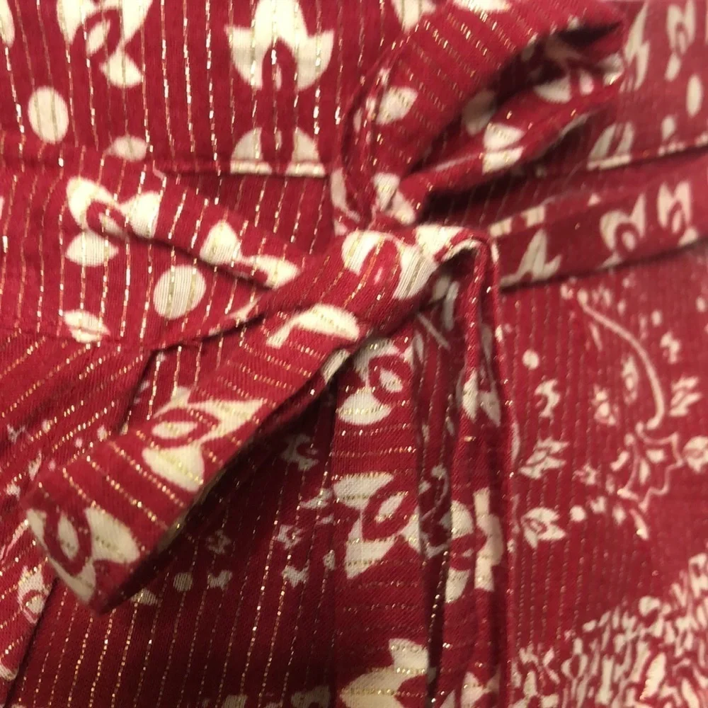 BCBG Maxazria red and gold bohemian style wrap skirt size XS - Picture 7 of 12